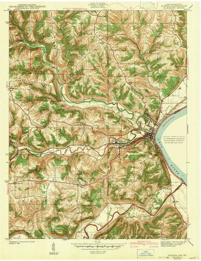 United States Geological Survey Aurora, IN-KY (1943, 24000-Scale) digital map