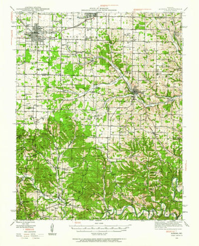 United States Geological Survey Aurora, MO (1942, 62500-Scale) digital map