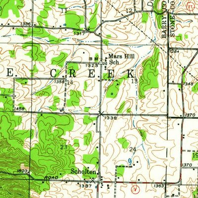 United States Geological Survey Aurora, MO (1942, 62500-Scale) digital map