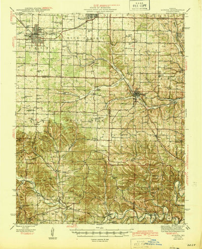 United States Geological Survey Aurora, MO (1945, 62500-Scale) digital map