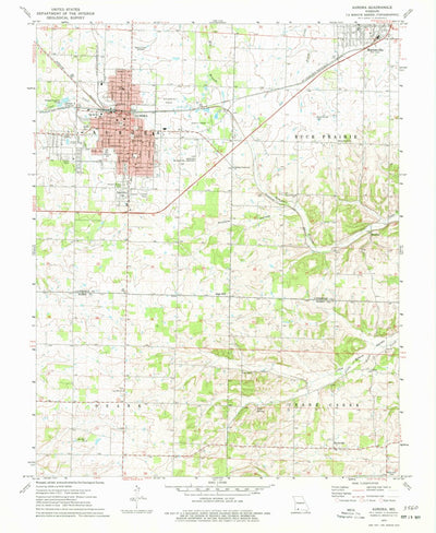 United States Geological Survey Aurora, MO (1974, 24000-Scale) digital map