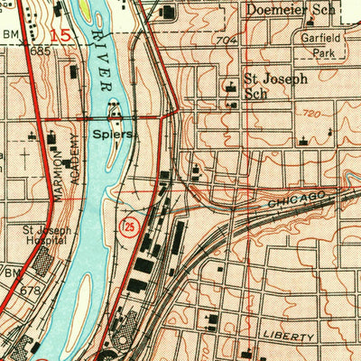 United States Geological Survey Aurora North, IL (1950, 24000-Scale) digital map
