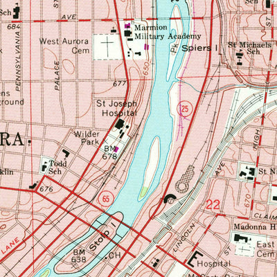 United States Geological Survey Aurora North, IL (1964, 24000-Scale) digital map