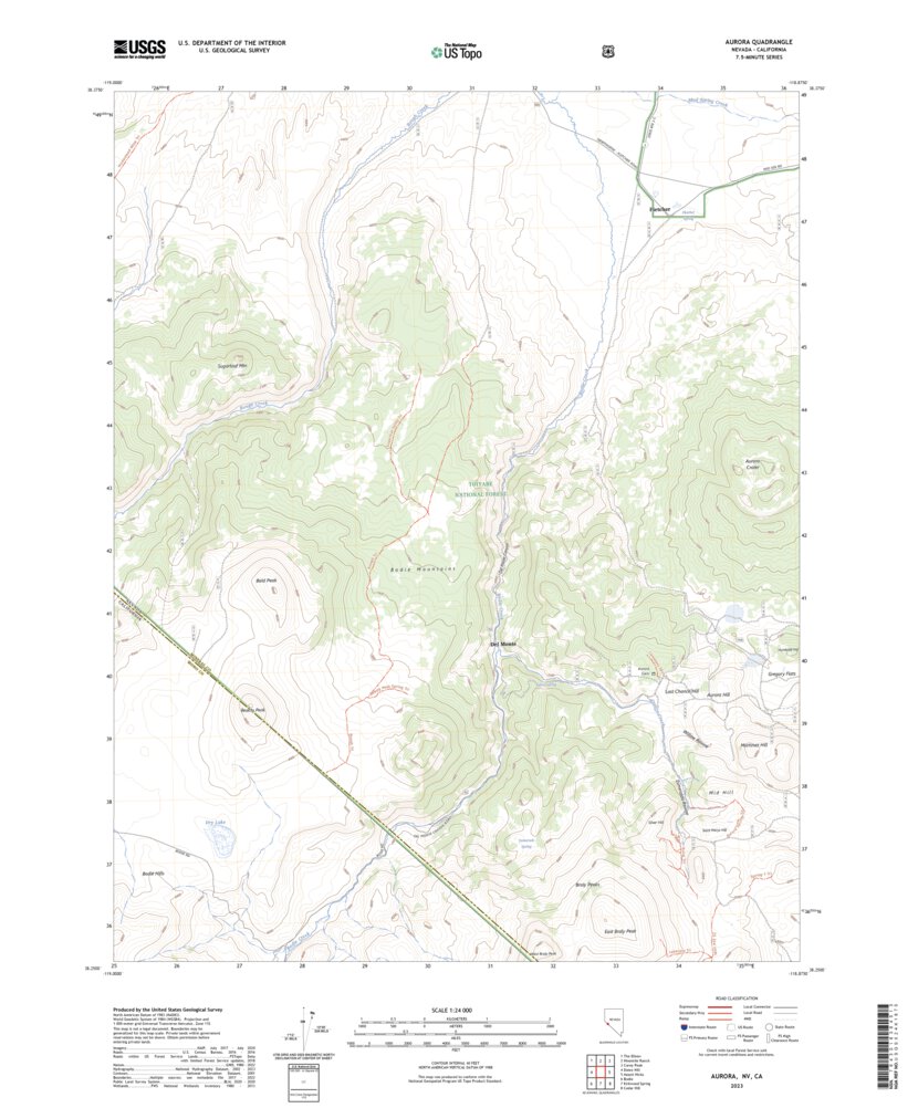 Aurora, NV (2023, 24000-Scale) Map by United States Geological Survey ...