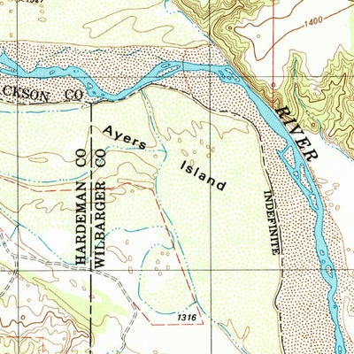United States Geological Survey Ayers Island, TX-OK (1985, 24000-Scale) digital map