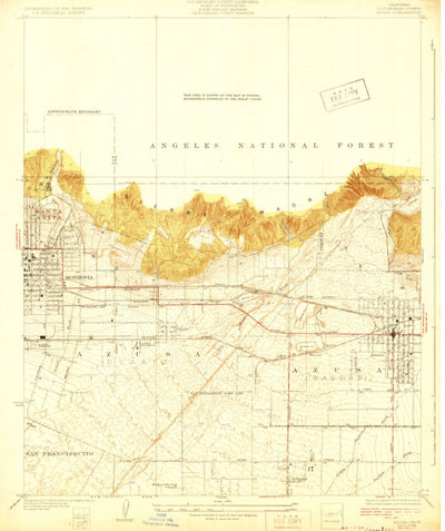 United States Geological Survey Azusa, CA (1928, 24000-Scale) digital map