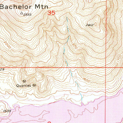 United States Geological Survey Bachelor Mountain, CA (1953, 24000-Scale) digital map