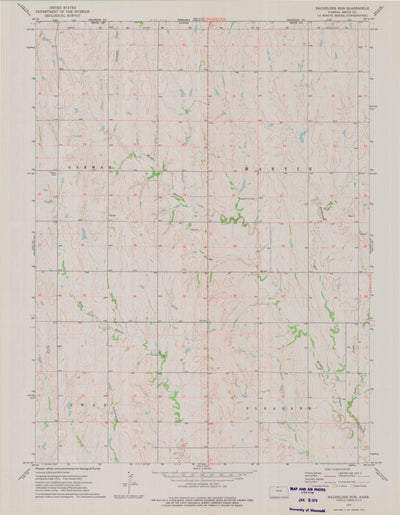 United States Geological Survey Bachelors Run, KS (1973, 24000-Scale) digital map