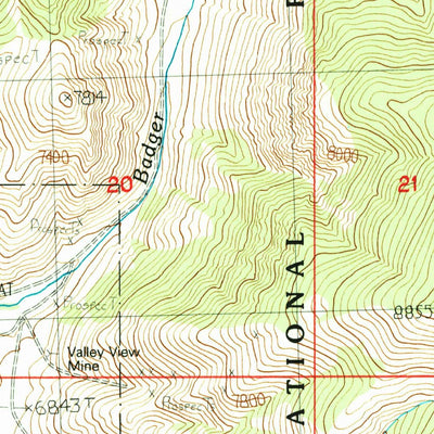 United States Geological Survey Badger Creek, ID (1987, 24000-Scale) digital map