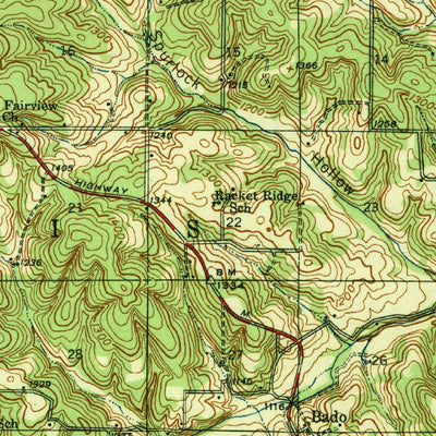 United States Geological Survey Bado, MO (1943, 62500-Scale) digital map