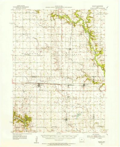 United States Geological Survey Bagley, IA (1954, 62500-Scale) digital map