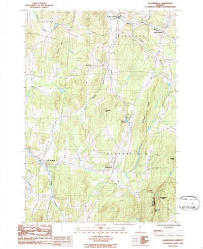 United States Geological Survey Bakersfield, VT (1986, 24000-Scale) digital map