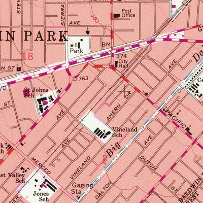 United States Geological Survey Baldwin Park, CA (1966, 24000-Scale) digital map