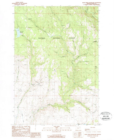 United States Geological Survey Balm Creek Reservoir, OR (1988, 24000-Scale) digital map