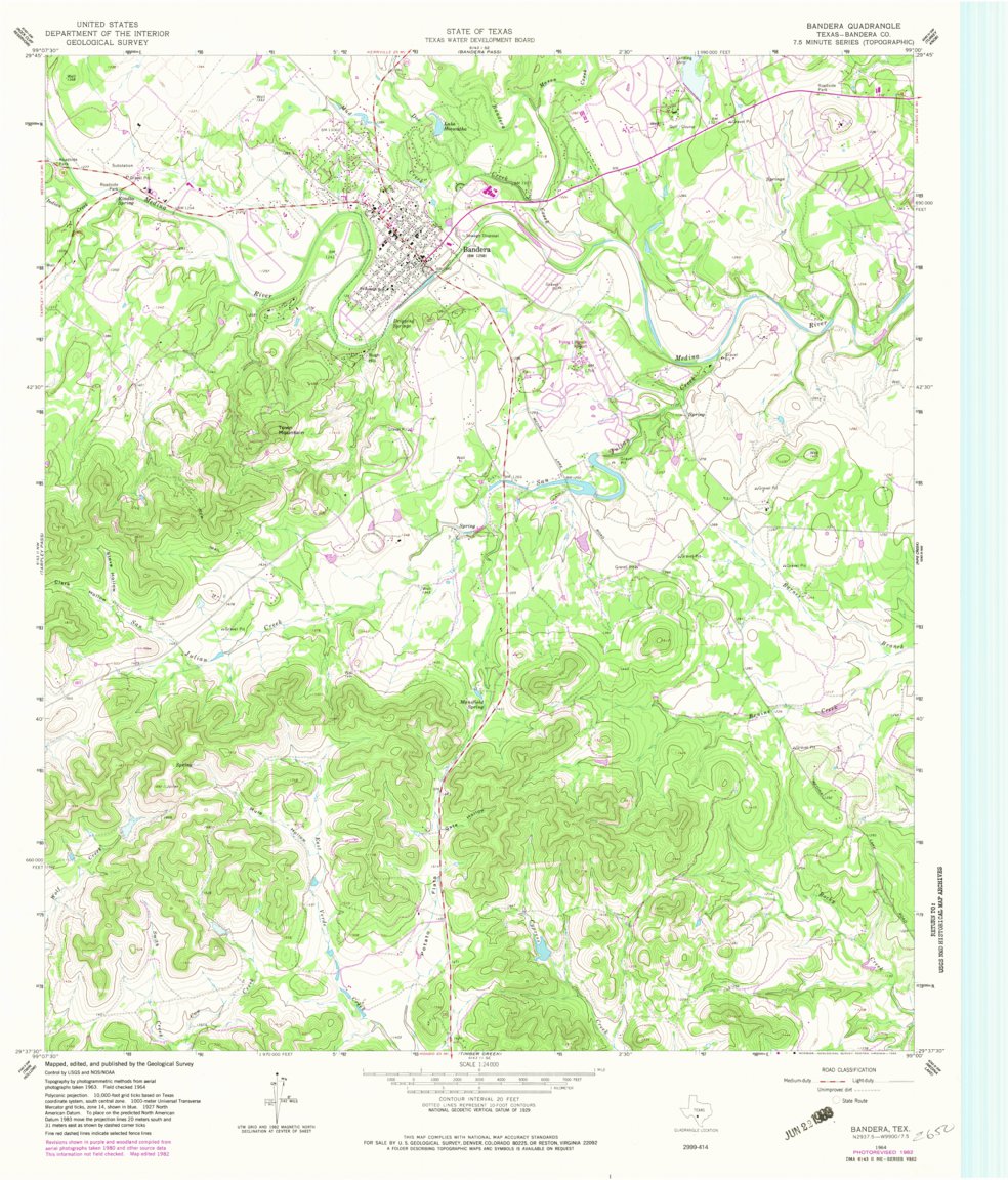 Bandera, TX (1964, 24000-Scale) Map by United States Geological Survey ...