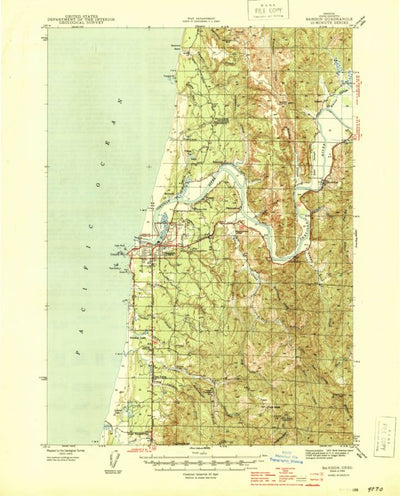 United States Geological Survey Bandon, OR (1944, 62500-Scale) digital map