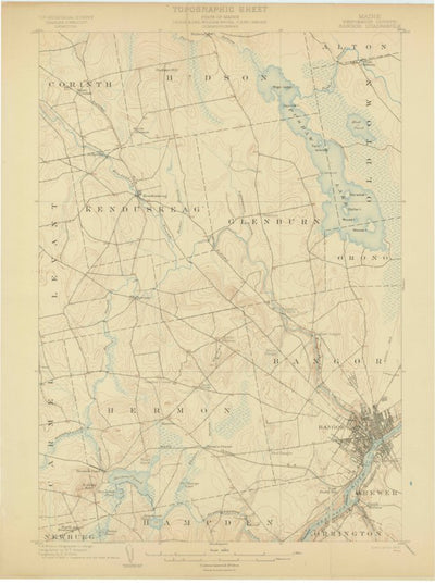 United States Geological Survey Bangor, ME (1902, 62500-Scale) digital map