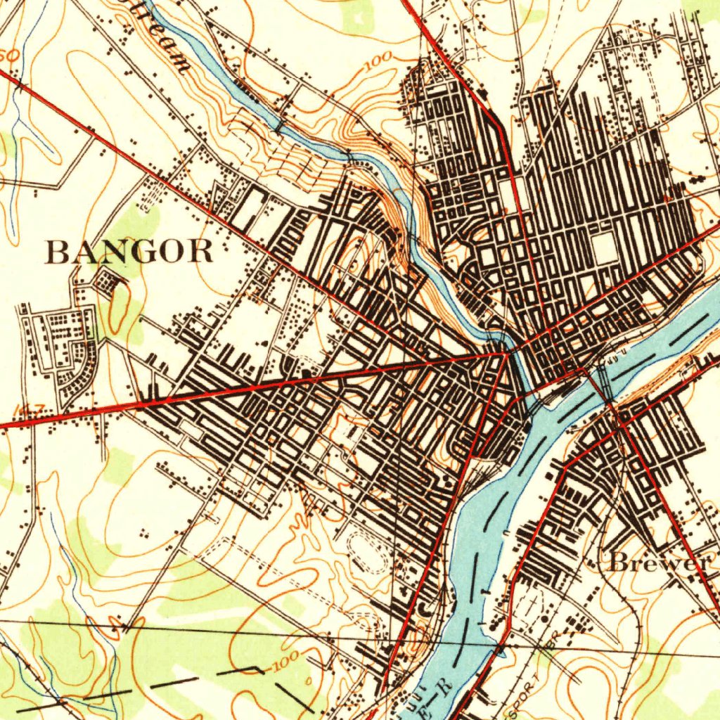 Bangor Zip Code Bangor, ME (1942, 62500-Scale) Map by United States Geological Survey ...
