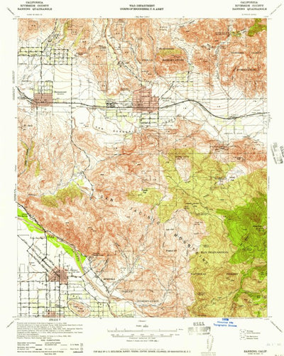 United States Geological Survey Banning, CA (1943, 62500-Scale) digital map