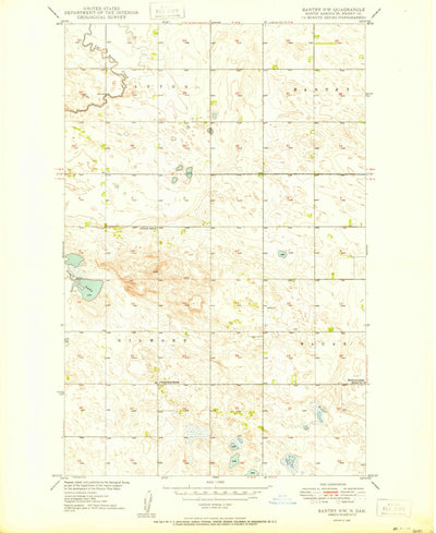 United States Geological Survey Bantry NW, ND (1950, 24000-Scale) digital map