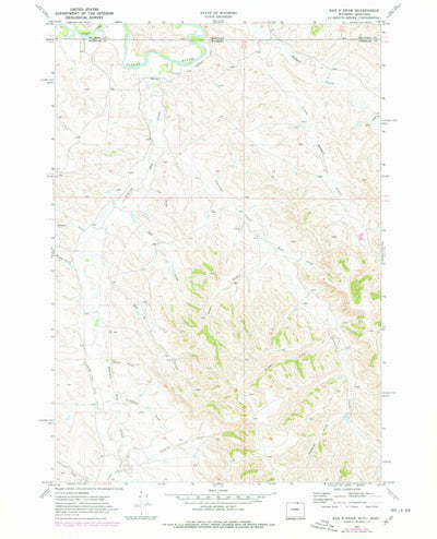 United States Geological Survey Bar N Draw, WY-MT (1968, 24000-Scale) digital map