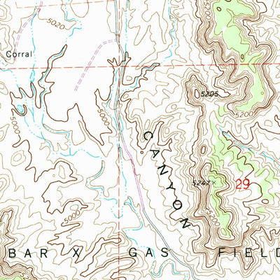 United States Geological Survey Bar X Wash, UT-CO (1970, 24000-Scale) digital map