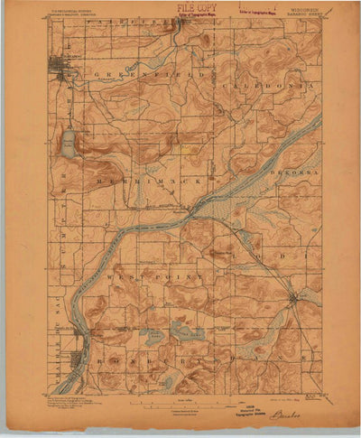 United States Geological Survey Baraboo, WI (1895, 62500-Scale) digital map