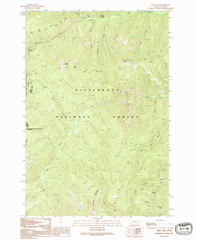 United States Geological Survey Bare Cone, MT-ID (1991, 24000-Scale) digital map
