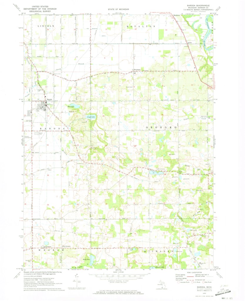 Baroda, MI (1970, 24000-Scale) Map by United States Geological Survey ...