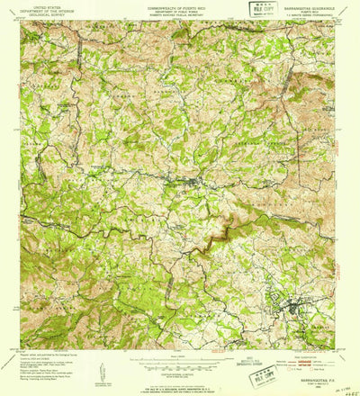 United States Geological Survey Barranquitas, PR (1953, 30000-Scale) digital map