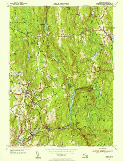 United States Geological Survey Barre, MA (1954, 31680-Scale) digital map