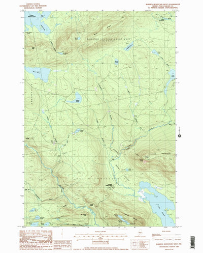 United States Geological Survey Barren Mountain West, ME (1988, 24000-Scale) digital map