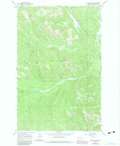 United States Geological Survey Barren Peak, MT (1966, 24000-Scale) digital map