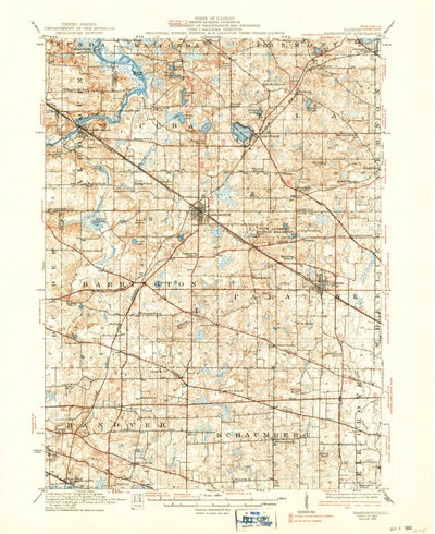 United States Geological Survey Barrington, IL (1923, 62500-Scale) digital map