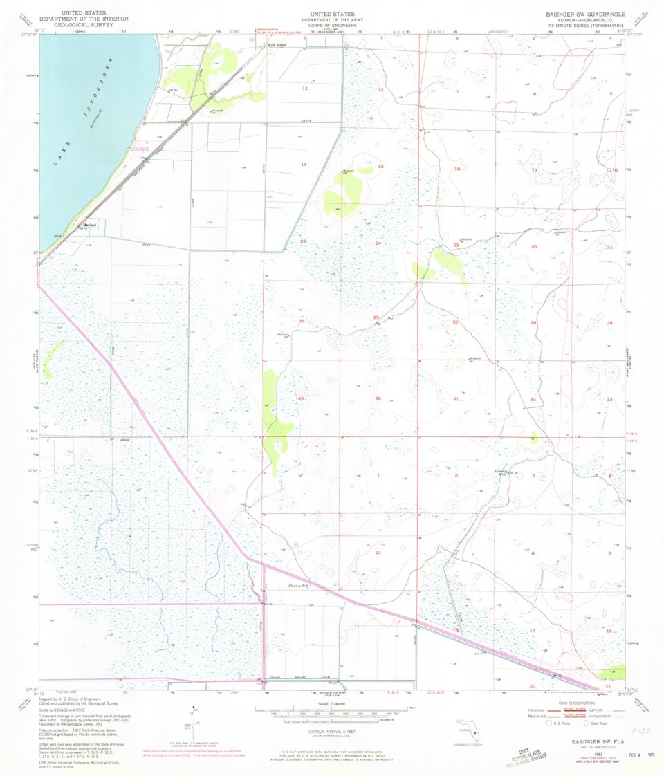 Basinger SW, FL (1953, 24000-Scale) Map by United States Geological ...