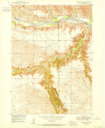 United States Geological Survey Bassett NW, NE (1950, 24000-Scale) digital map