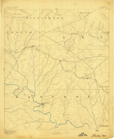 United States Geological Survey Bastrop, TX (1893, 125000-Scale) digital map