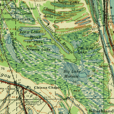 United States Geological Survey Batchelor, LA-MS (1941, 62500-Scale) digital map