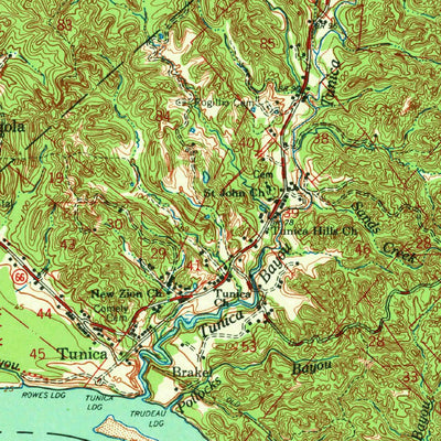 United States Geological Survey Batchelor, LA-MS (1967, 62500-Scale) digital map