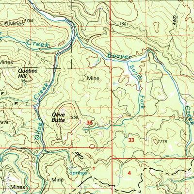 United States Geological Survey Bates, OR (1987, 100000-Scale) digital map