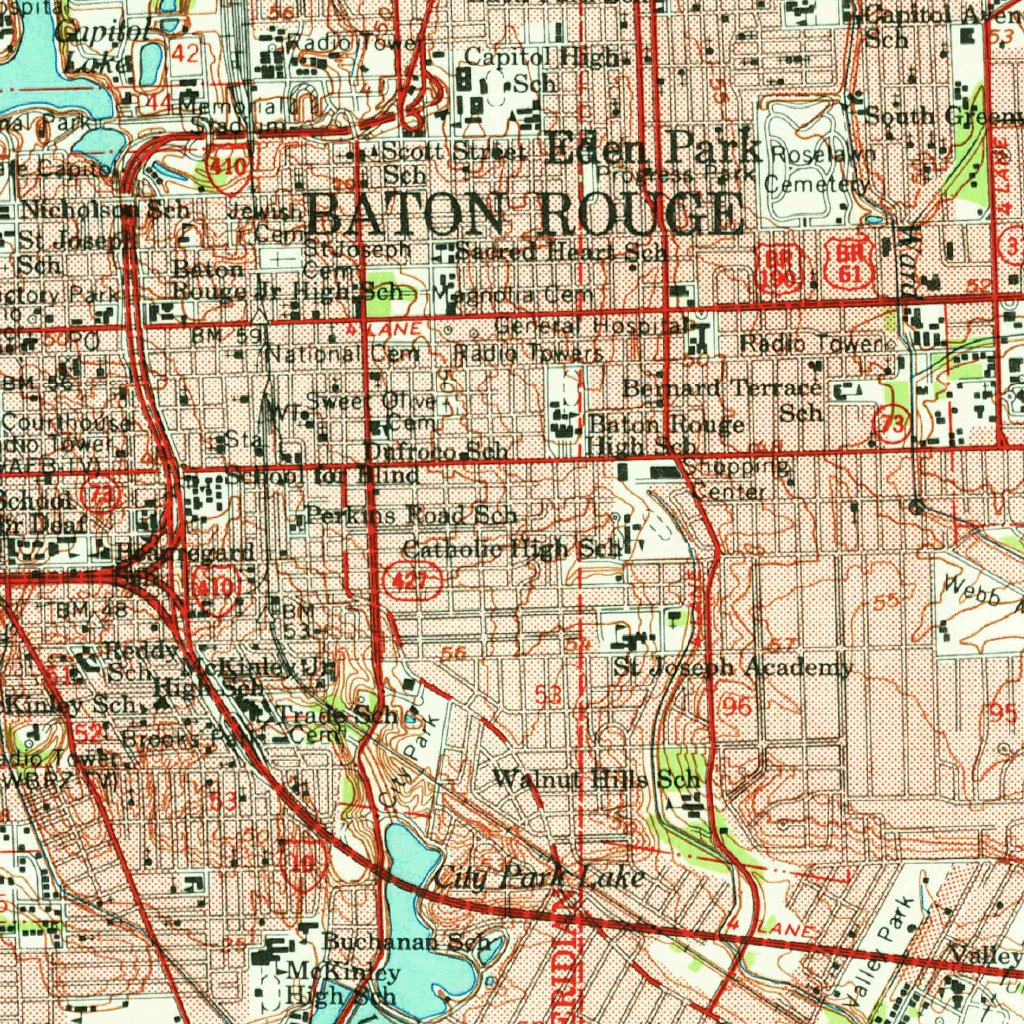 Baton Rouge General Map Baton Rouge, LA (1965, 62500-Scale) Map by United States Geological ...