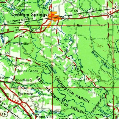 United States Geological Survey Baton Rouge, LA-MS (1961, 250000-Scale) digital map