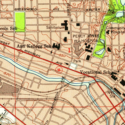 United States Geological Survey Battle Creek, MI (1947, 24000-Scale) digital map