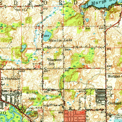 United States Geological Survey Battle Creek, MI (1950, 62500-Scale) digital map
