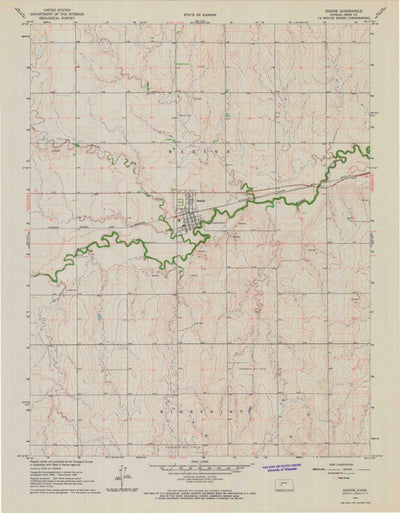 United States Geological Survey Bazine, KS (1966, 24000-Scale) digital map