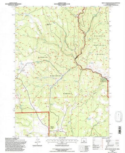 United States Geological Survey Bear Canyon Butte, OR (1992, 24000-Scale) digital map
