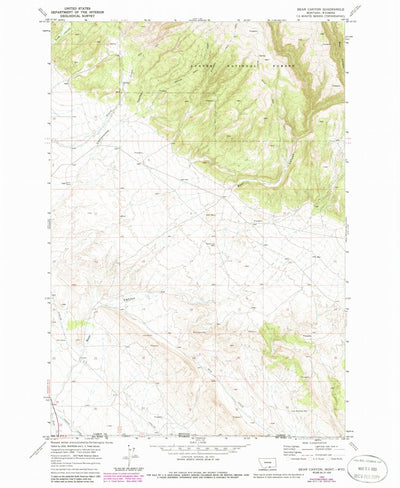 United States Geological Survey Bear Canyon, MT-WY (1969, 24000-Scale) digital map