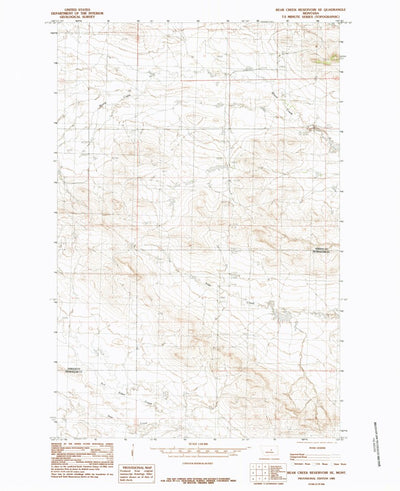 United States Geological Survey Bear Creek Reservoir SE, MT (1985, 24000-Scale) digital map