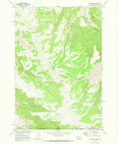 United States Geological Survey Bear Hole, MT-WY (1969, 24000-Scale) digital map