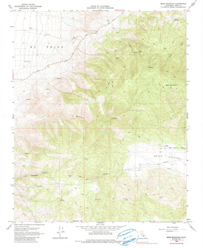 United States Geological Survey Bear Mountain, CA (1966, 24000-Scale) digital map